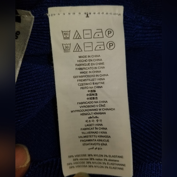 Michael Kors blue long sleeve dress with black MK accents - Picture 3 of 9